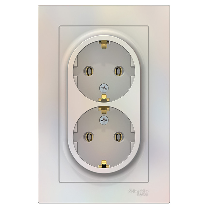 Розетка Schneider Electric AtlasDesign ATN000424 двухместная с заземлением жемчуг