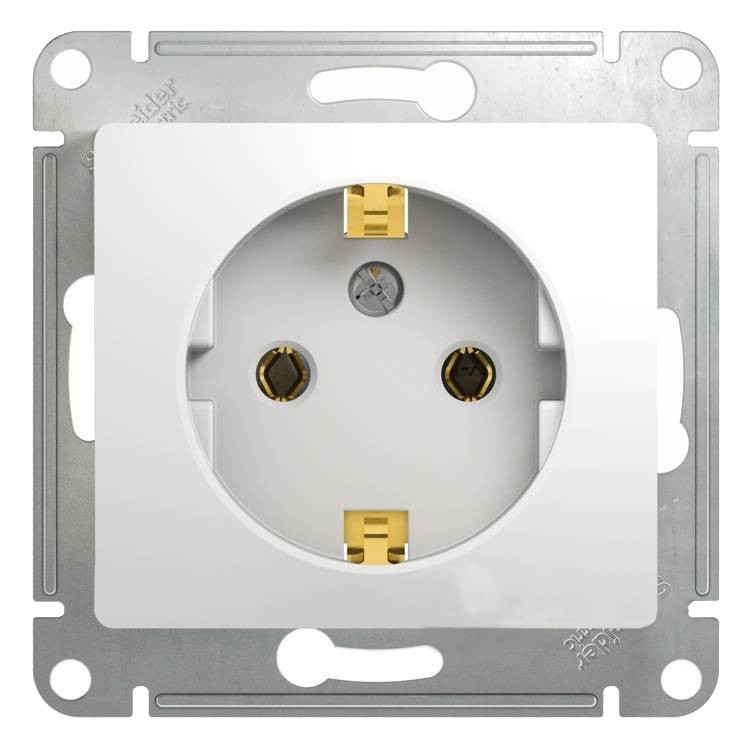 Механизм розетки Schneider Electric Glossa GSL000143 одноместный с заземлением белый