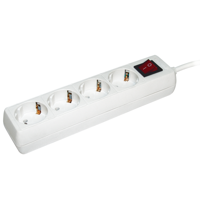 Удлинитель IEK WYP10-16-04-03-ZK-N У04К 2P+PE/3м 3х1мм2 16А/250В 4 розетки с выключателем