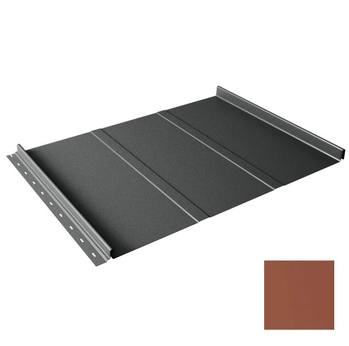 Кликфальц Line Grand Line Satin 0,5 мм RAL 8004 терракота с пленкой на замках резка