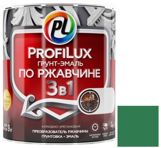 Грунт-эмаль Profilux 3 в 1 по ржавчине зеленая 1,9 кг
