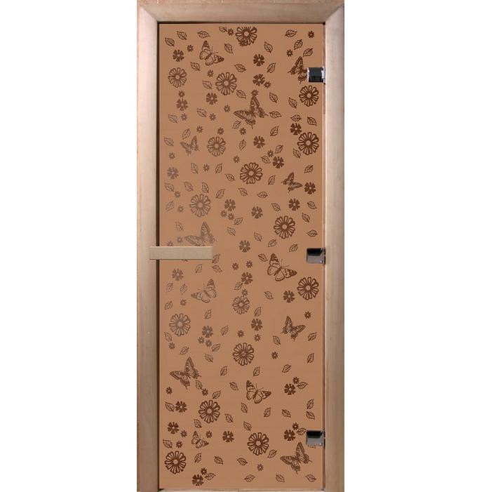 Дверь для бани Doorwood DW00074 800х2000 мм бронза матовая Весна цветы