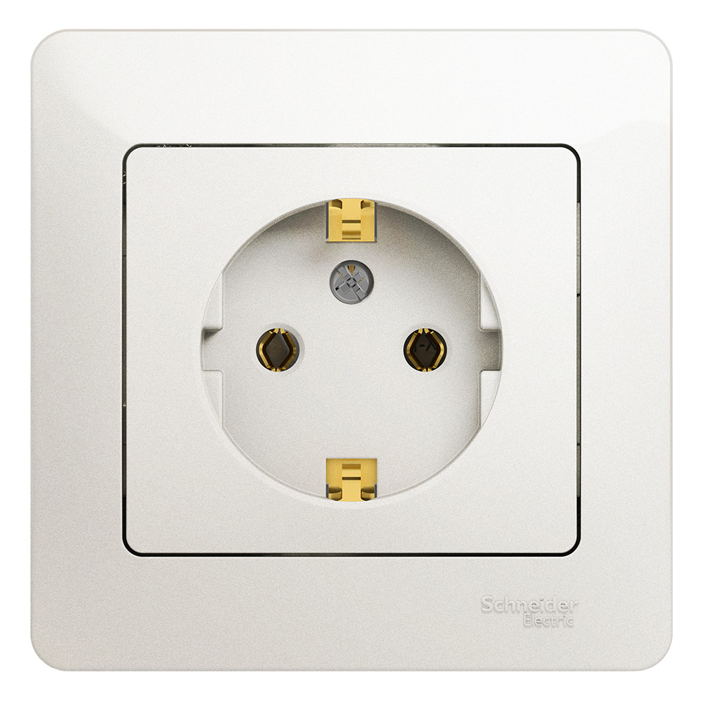 Розетка Schneider Electric Glossa GSL000642 одноместная с заземлением перламутр
