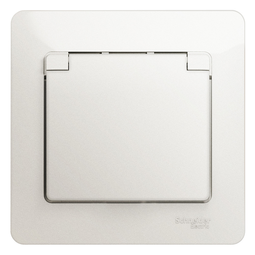 Розетка Schneider Electric Glossa GSL000646 одноместная с заземлением и защитными шторками с крышкой перламутр