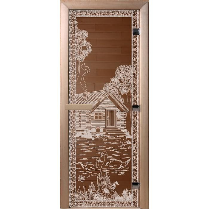 Дверь для сауны стеклянная Doorwood DW00918 Банька в лесу бронза 700х1900 мм