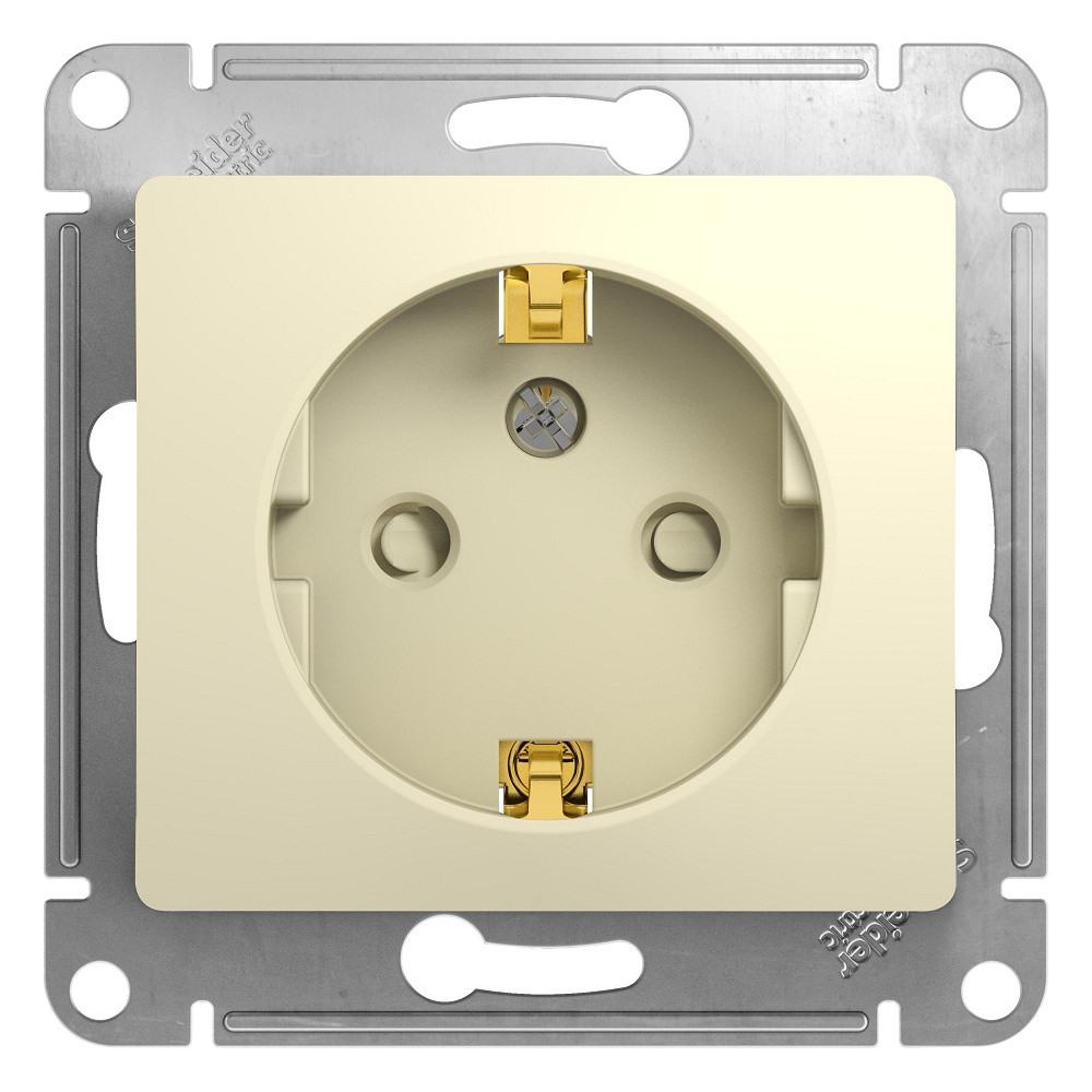 Механизм розетки Schneider Electric Glossa GSL000245 одноместный с заземлением и защитными шторками бежевый
