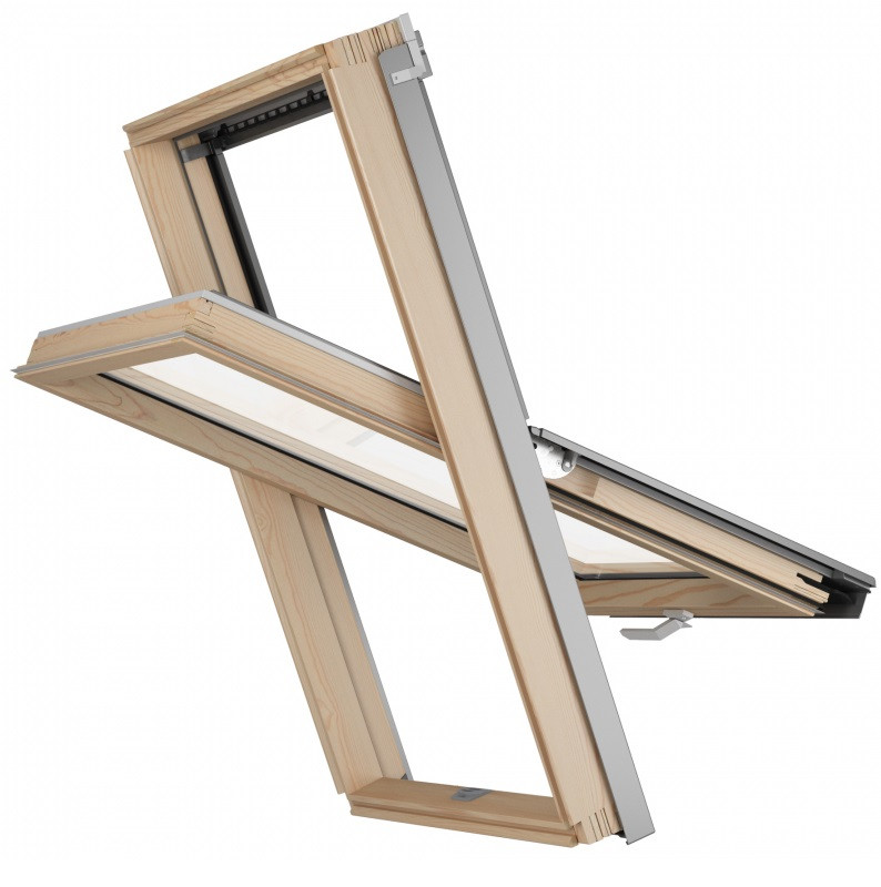 Окно мансардное однокамерное Rooflite+ Solid Pine AAY M8A B900 Plus 780х1400 мм ручка снизу