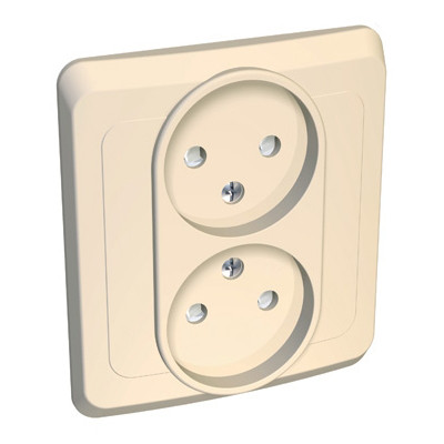 Розетка Schneider Electric Этюд PC16-005k двухместная кремовая
