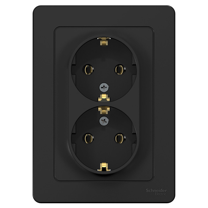 Розетка Schneider Electric Blanca BLNRS001026 двухместная с заземлением антрацит