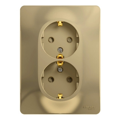 Розетка Schneider Electric Glossa GSL000426 двухместная с заземлением и защитными шторками титан