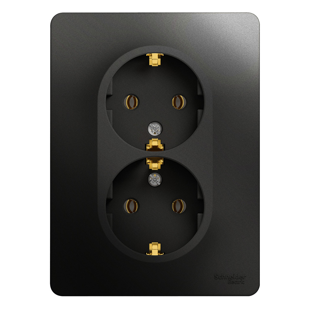 Розетка Schneider Electric Glossa GSL000724 двухместная с заземлением антрацит