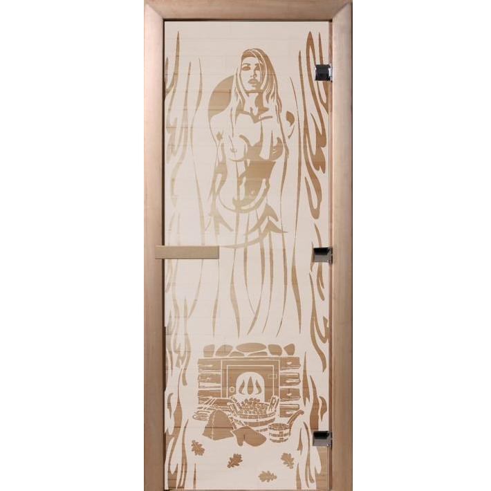 Дверь для сауны стеклянная Doorwood DW01518 Горячий пар сатин 700х1900 мм
