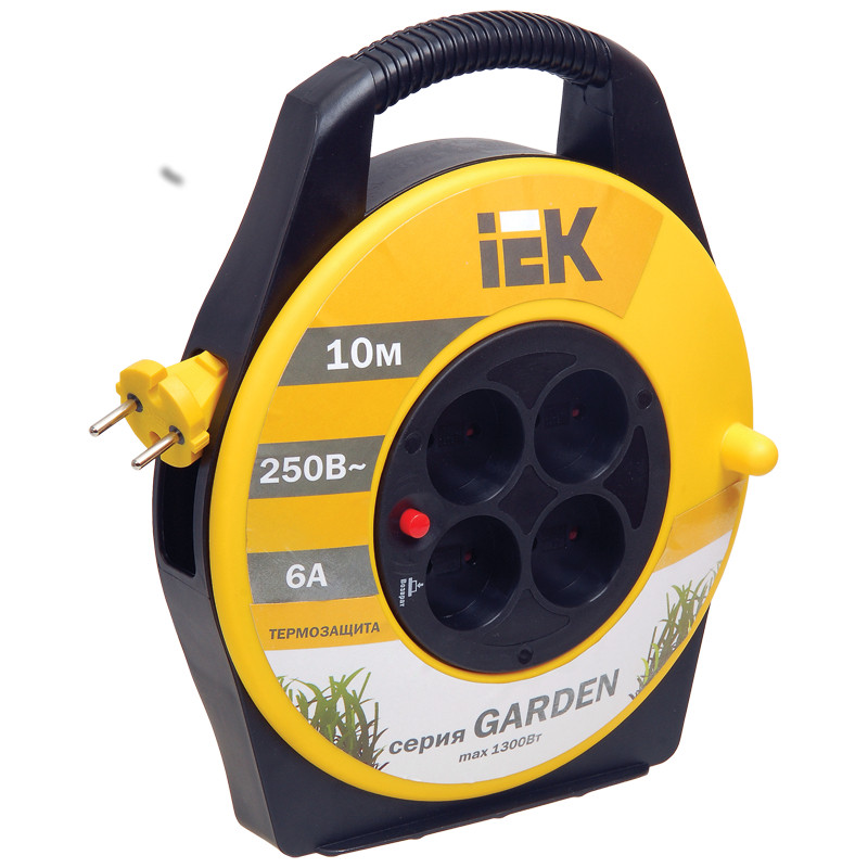 Удлинитель на катушке IEK GARDEN УК10 с термозащитой 4 места 2P/10м 2х0 75мм2