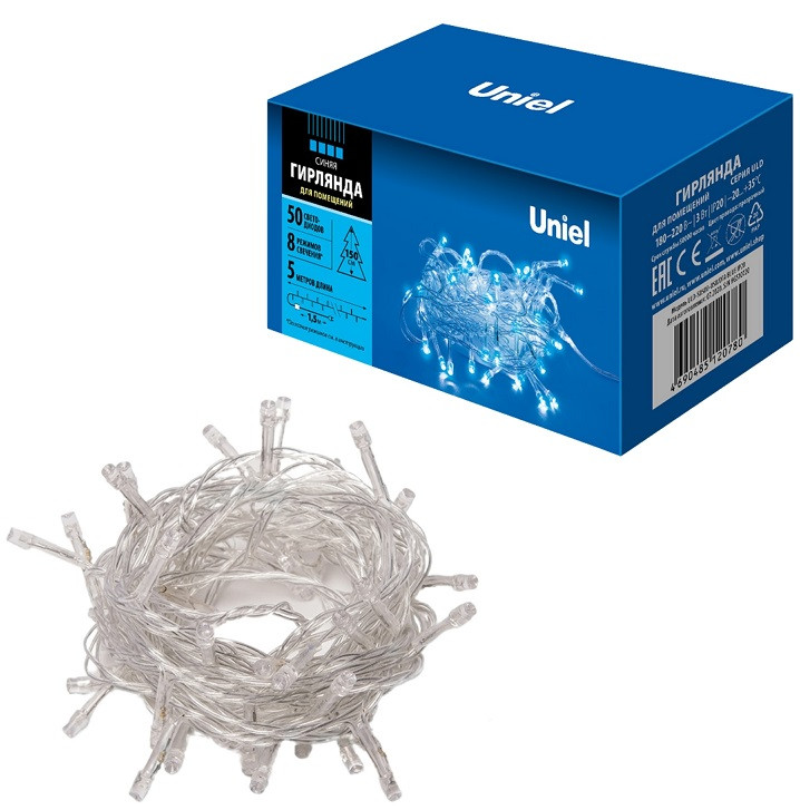 Гирлянда светодиодная Uniel UL-00005253 ULD-S0500-050/DTA IP20 Blue 5 м
