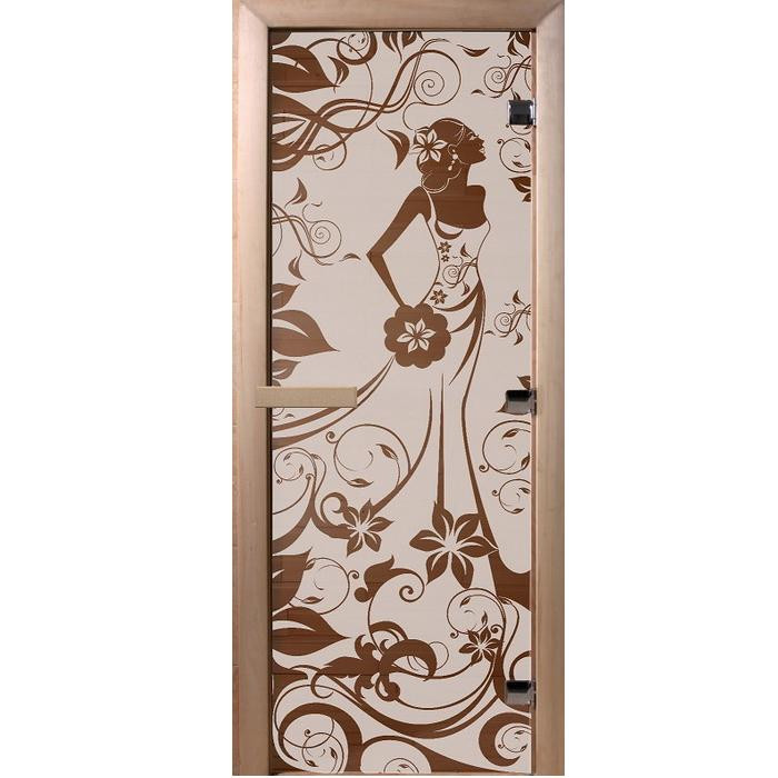 Дверь для бани Doorwood DW01055 800х2000 мм бронза Девушка в цветах
