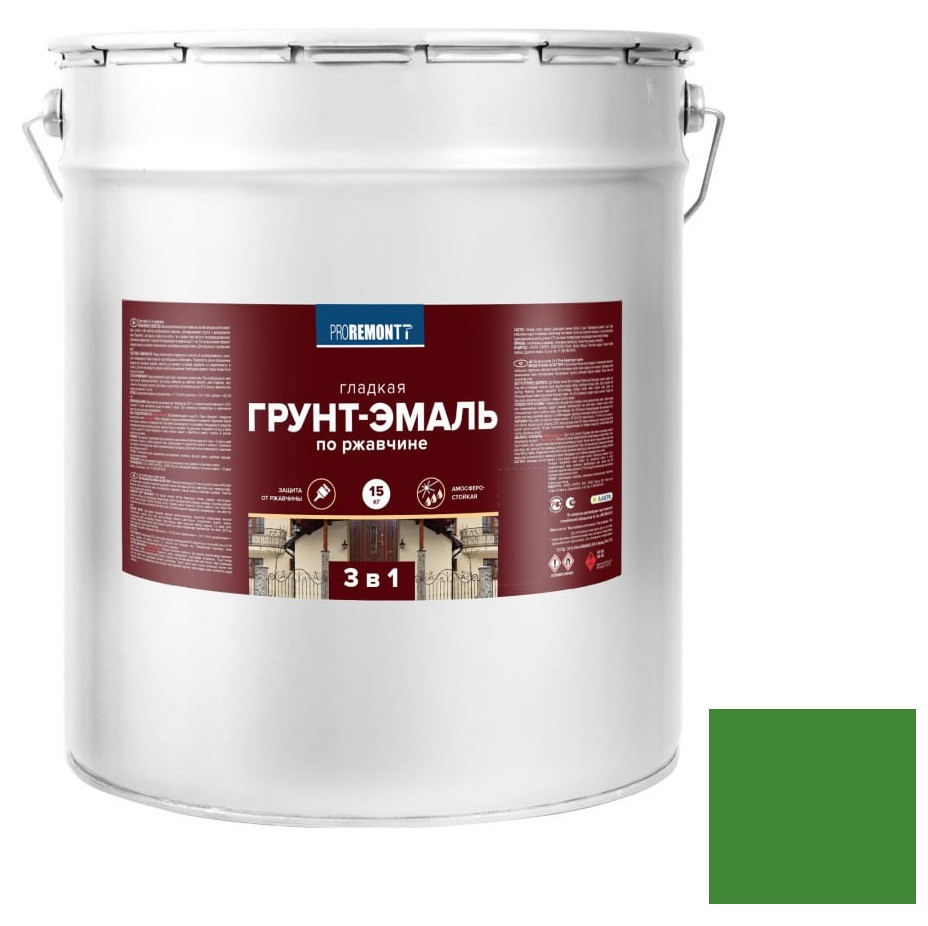 Грунт-эмаль Proremontt 3 в 1 зеленая 15 кг
