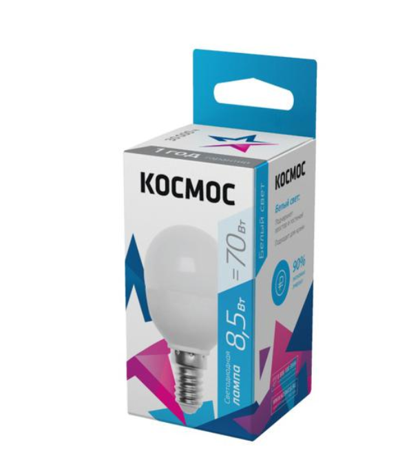 Лампа светодиодная Космос GL45 8.5W 220V E14 4500K LkecLED8.5wGL45E1445