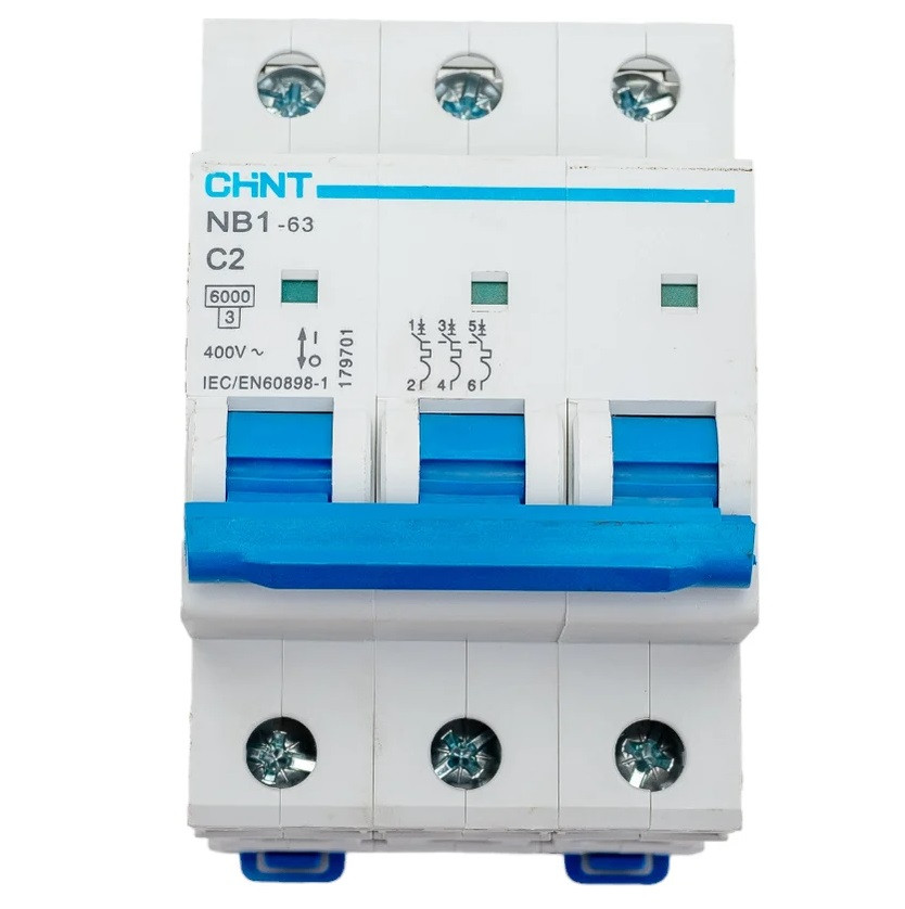Выключатель автоматический модульный Chint NB1-63 (R) 179701 3п C 2А 6кА