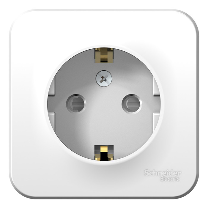 Розетка Schneider Electric Blanca BLNRA011111 одноместная с заземлением и защитными шторками с изолирующей пластиной белая