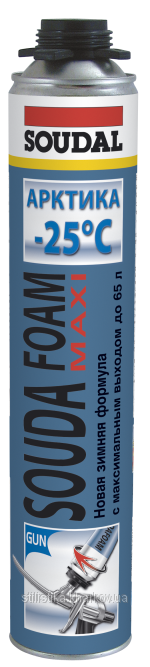 Soudal soudafoam maxi арктика, 870 мл, пена монтажная профессиональная зимняя