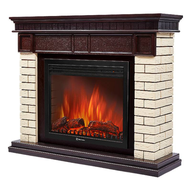 Портал для камина Electrolux Bricks 25 НС-1202848 камень бежевый шпон темный дуб