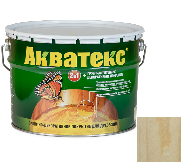 Грунт-антисептик алкидный для древесины Акватекс бесцветный 9 л
