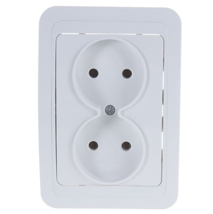 Розетка двухместная In-Home Classico СП 4680005959914 2102 16А IP20 без заземления белая