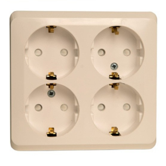 Розетка Schneider Electric Этюд PA16-208K четырехместная Кремовая