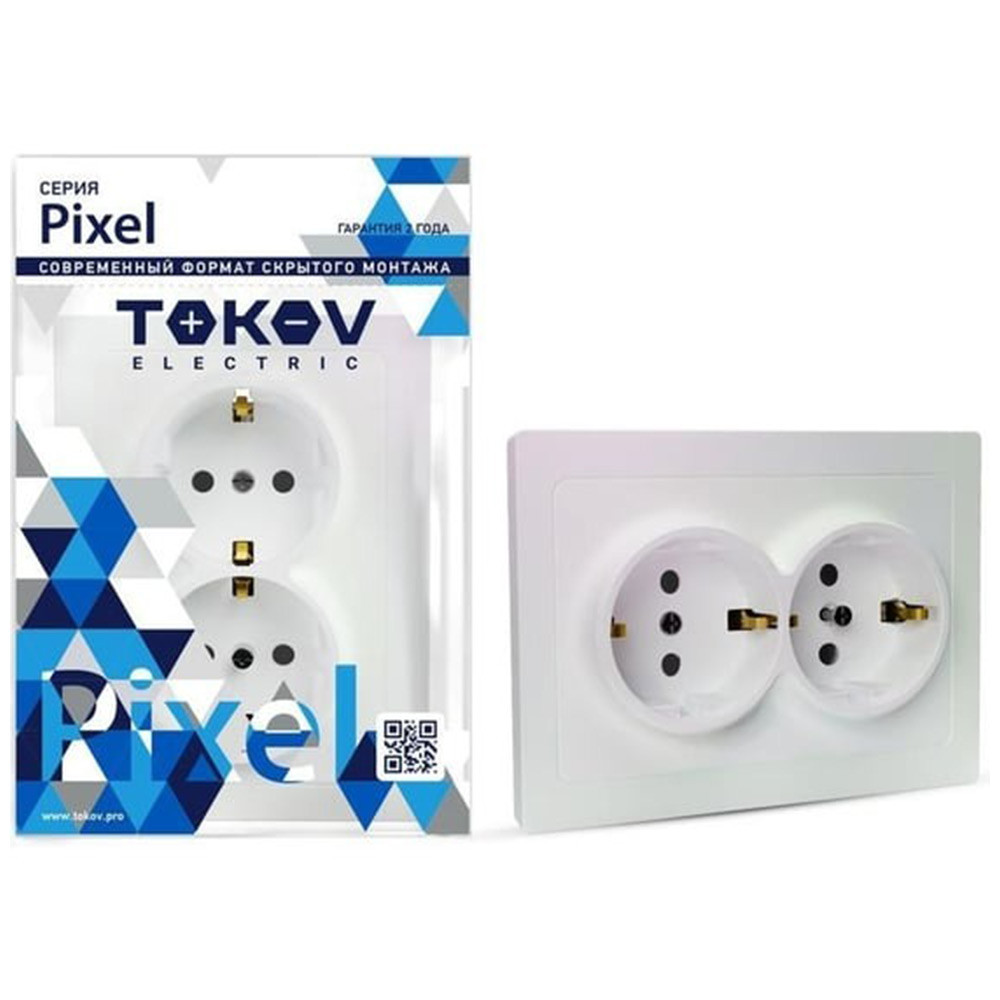 Розетка Tokov Electric Pixel TKE-PX-R2FZSF-C04 16А с заземлением перламутровая