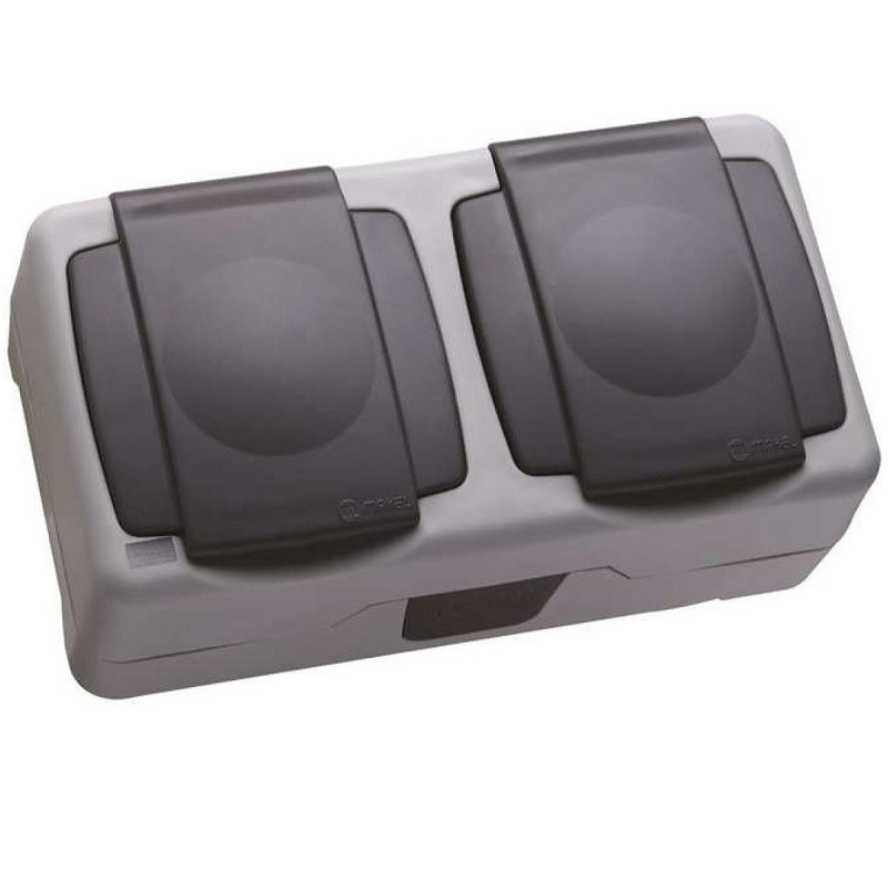 Розетка двухместная Makel 36064206 СП 16А IP55 серая