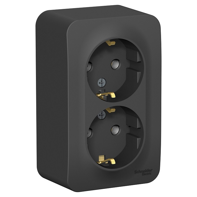 Розетка Schneider Electric Blanca BLNRA010206 двухместная с заземлением антрацит