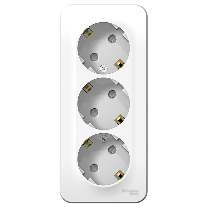 Розетка Schneider Electric Blanca BLNRA011311 трехместная с заземлением и защитными шторками с изолирующей пластиной белая