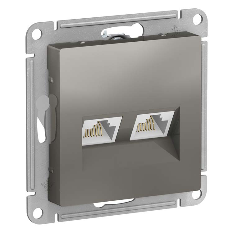 Механизм компьютерной розетки Schneider Electric AtlasDesign ATN000985 RJ45 двухместный сталь