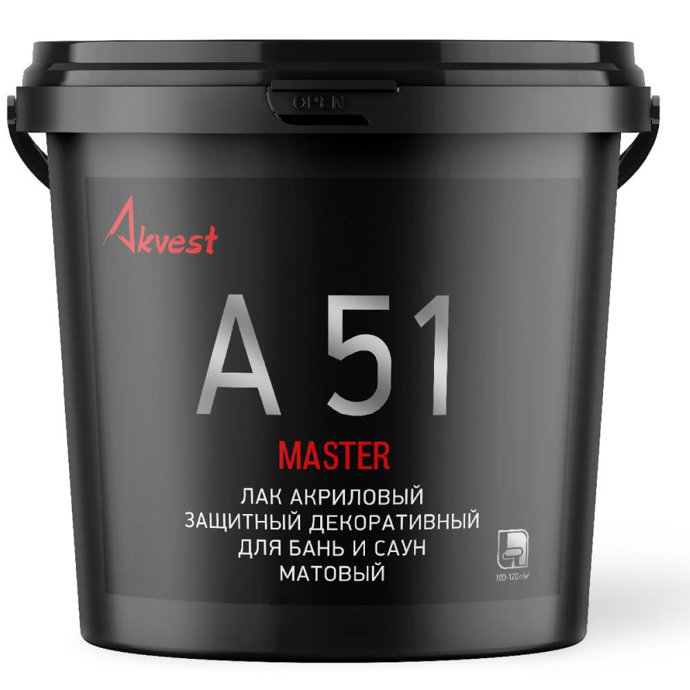 Лак акриловый Аквест-51 для бань и саун матовый бесцветный 1 кг