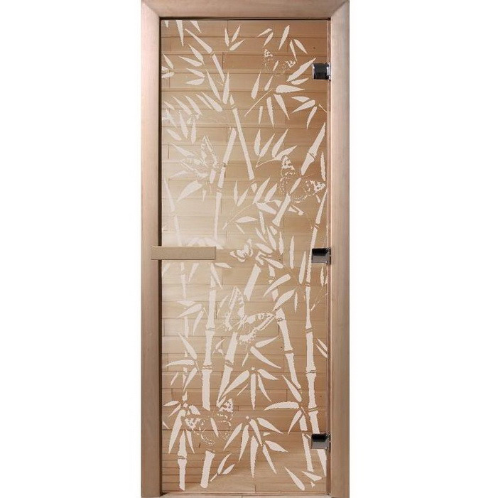 Дверь для сауны стеклянная Doorwood DW00962 Бамбук и бабочки прозрачная 800х2000 мм