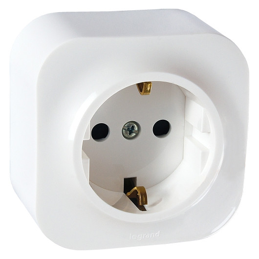 Розетка Legrand Quteo 782211 одноместная с заземлением белая