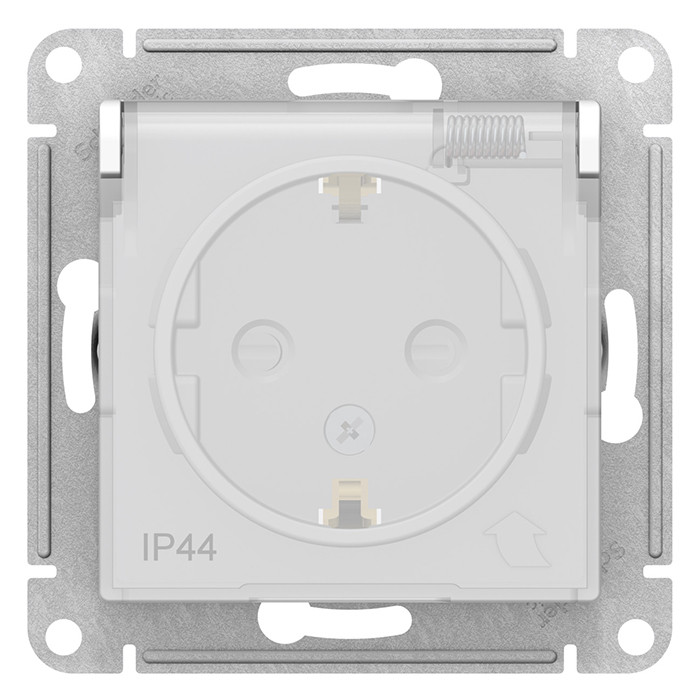 Механизм розетки Schneider Electric AtlasDesign Aqua ATN440146 одноместный с заземлением и защитными шторками с крышкой белый