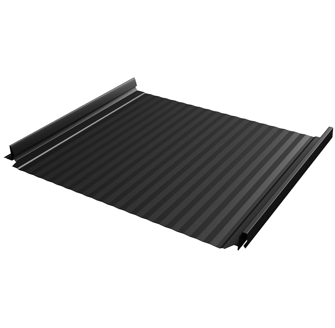 Кликфальц Grand Line Pro Gofr Satin Matt TX 0,5 мм Ral 9005 черный с пленкой на замках резка