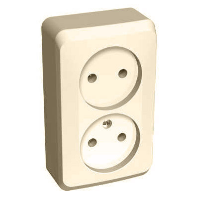 Розетка Schneider Electric Этюд PA16-005k двухместная кремовая