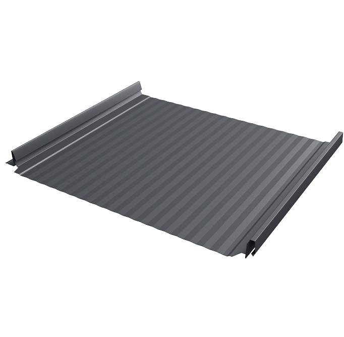 Кликфальц Grand Line Pro Gofr Satin Matt 0,5 мм Ral 7024 графитовый серый с пленкой на замках резка