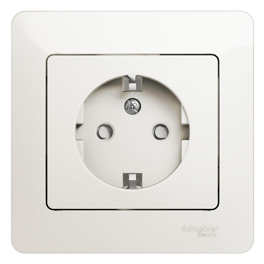 Розетка Schneider Electric Glossa GSL000644 одноместная с заземлением и защитными шторками перламутр