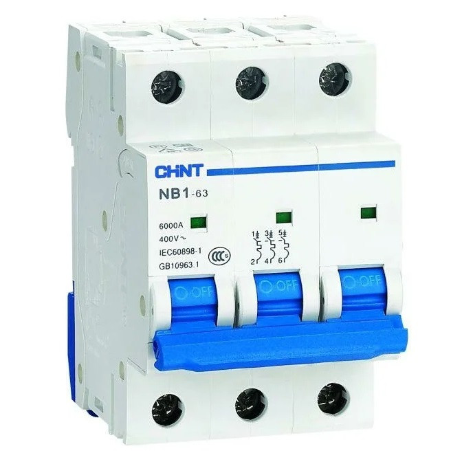 Выключатель автоматический модульный Chint NB1-63 (R) 179721 3п D 40А 6кА