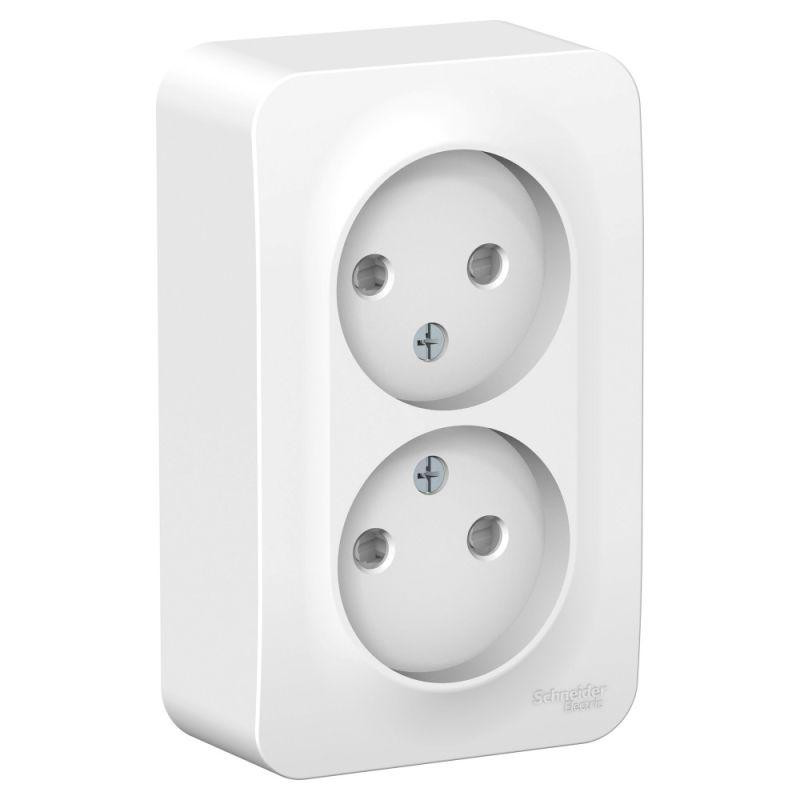 Розетка Schneider Electric Blanca BLNRA001211 двухместная с защитными шторками с изолирующей пластиной белый