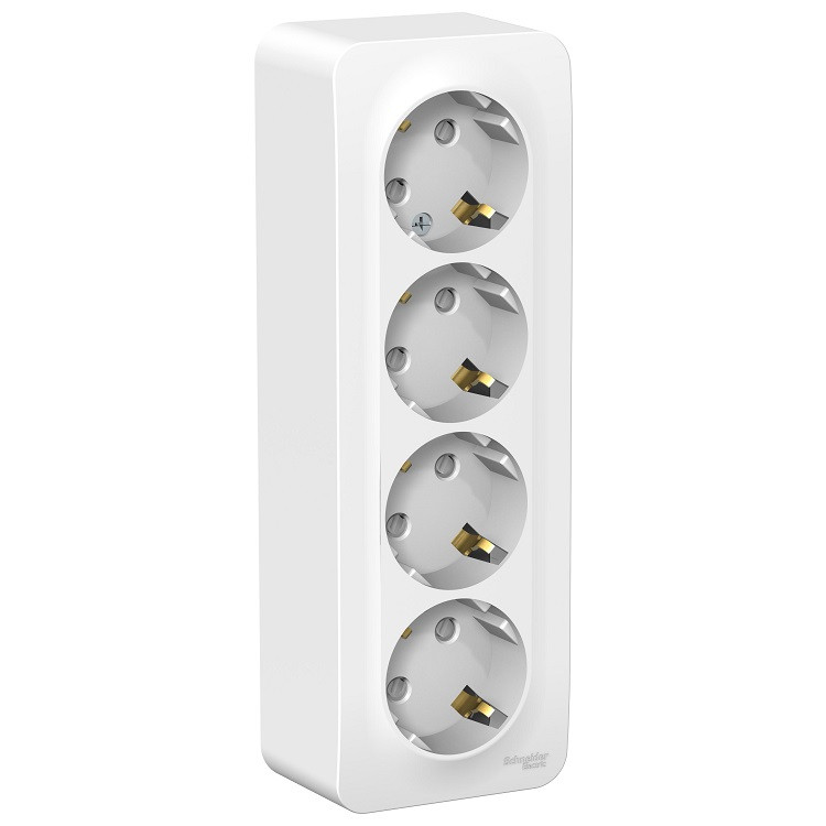 Розетка Schneider Electric Blanca BLNRA011411 четырехместная с заземлением, защитными шторками и изолирующей пластиной белая