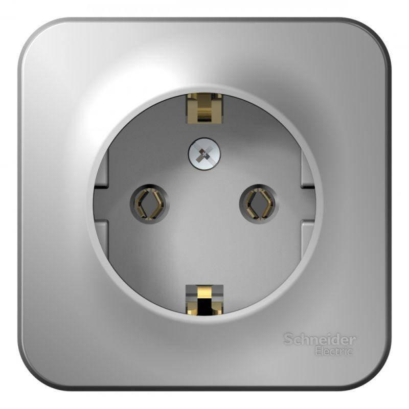 Розетка Schneider Electric Blanca BLNRA010113 одноместная с заземлением с изолирующей пластиной алюминий