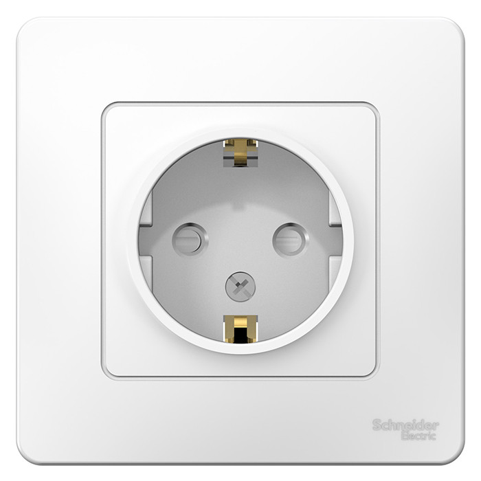 Розетка Schneider Electric Blanca BLNRS001111 одноместная с заземлением и защитными шторками белая