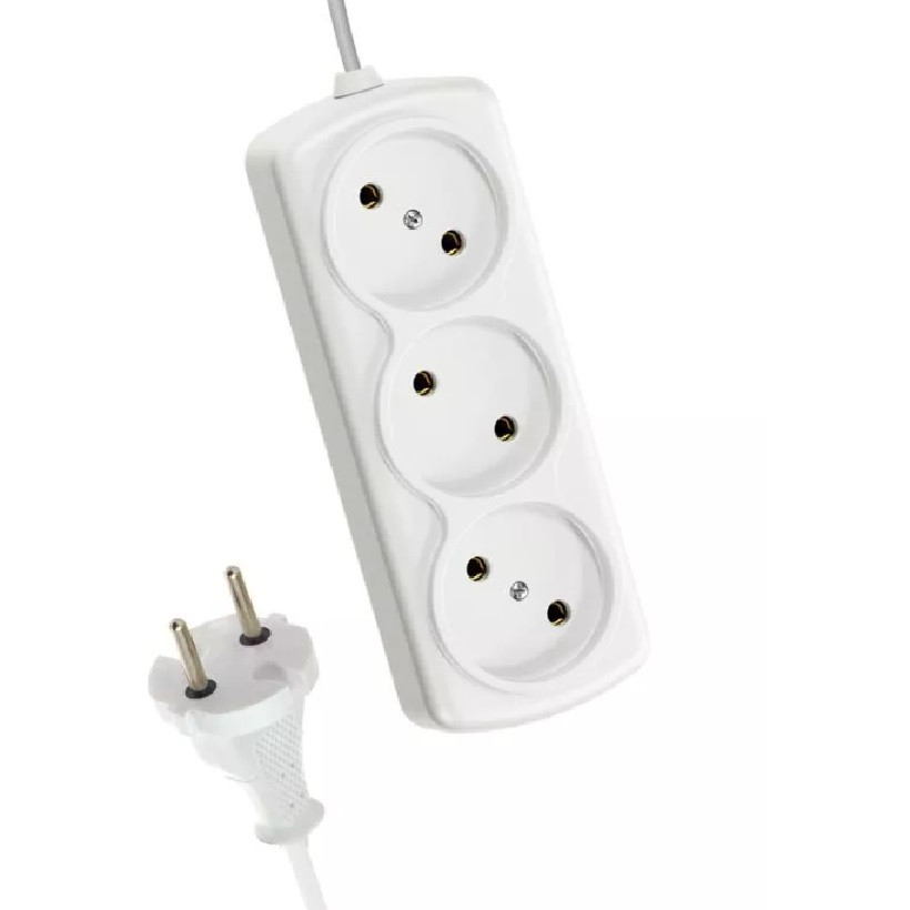 Удлинитель Космос YKsm1.5m-3g(6A)S 3х1,5 м 6А IP20 ПВС 2х0,75