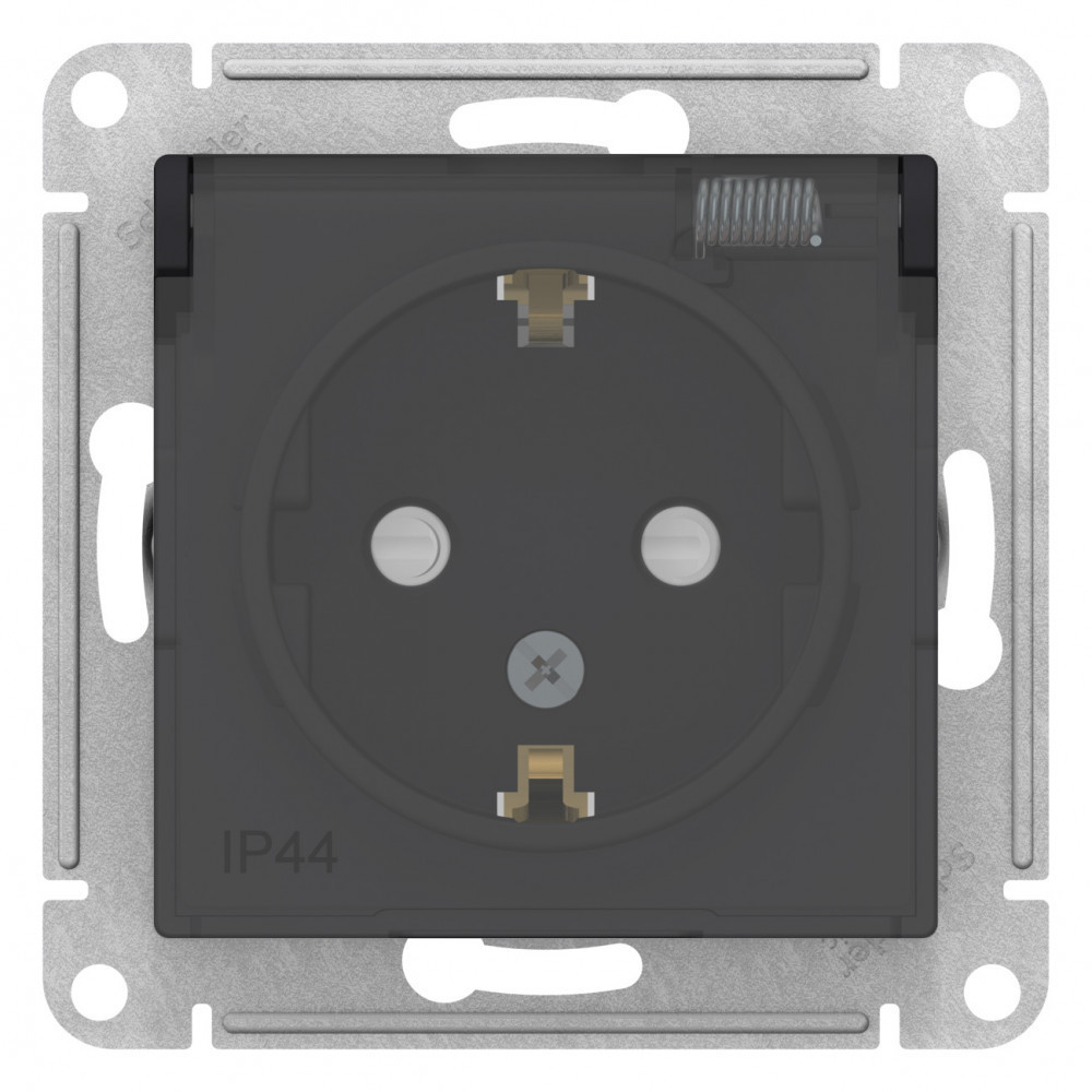 Механизм розетки Schneider Electric AtlasDesign Aqua ATN441046 16A IP44 с заземлением карбон