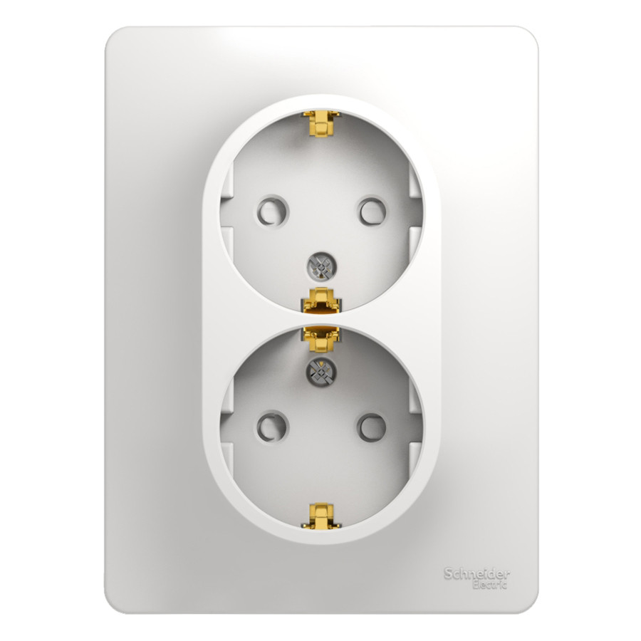 Розетка Schneider Electric Glossa GSL000126 двухместная с заземлением и защитными шторками белая