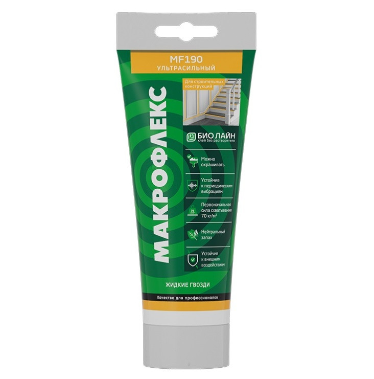 Клей монтажный Макрофлекс Bio Line MF190 ультрасильный прозрачный 250 г